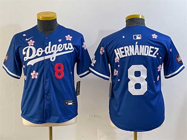 Youth Los Angeles Dodgers #8 Enrique Hernandez Royal 2025 Tokyo Series Limited Stitched Jersey